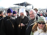 Metropolian Jonah, Fr. Joseph and his sister Carolyn<br> at Jan. 22, 2009 march on Washington
